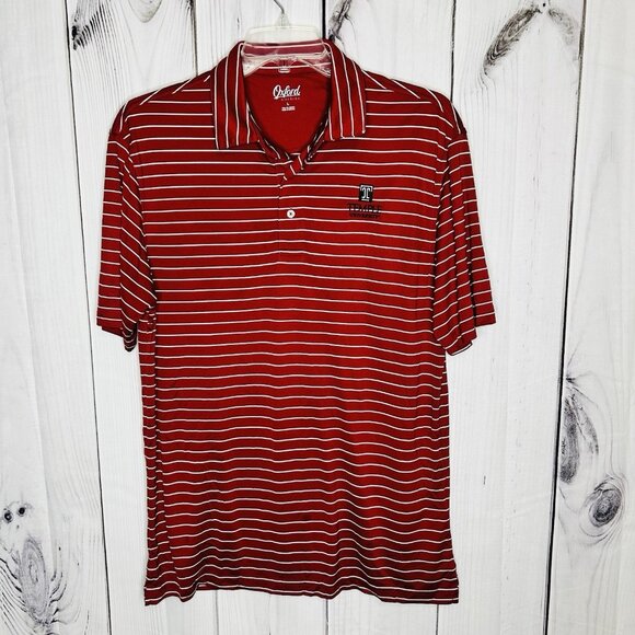 Temple University Oxford America Maroon Striped Golf Polo Shirt L - Picture 1 of 5